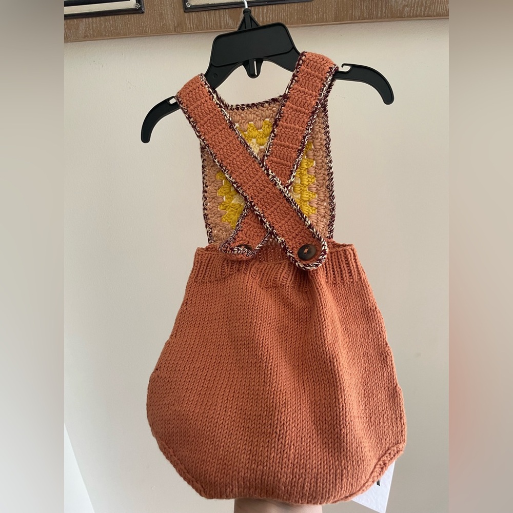 Misha And Puff Knit Crochet Sunsquare One-Piece in Rust, Yellow, Cream - Picture 9 of 11